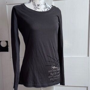 Dogfish Head Brewery Long Sleeve Gray T-shirt Top Fish Logo Graphic Tee Small